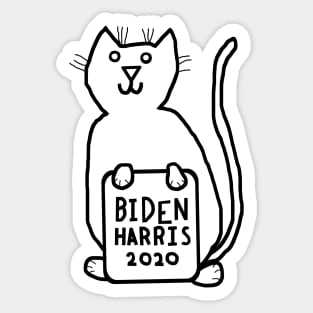 Cute Cat with Biden Harris Sign Outline Sticker